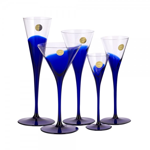 SET 5 PCS CRYSTAL GLASSES CRYSTAL BLUE